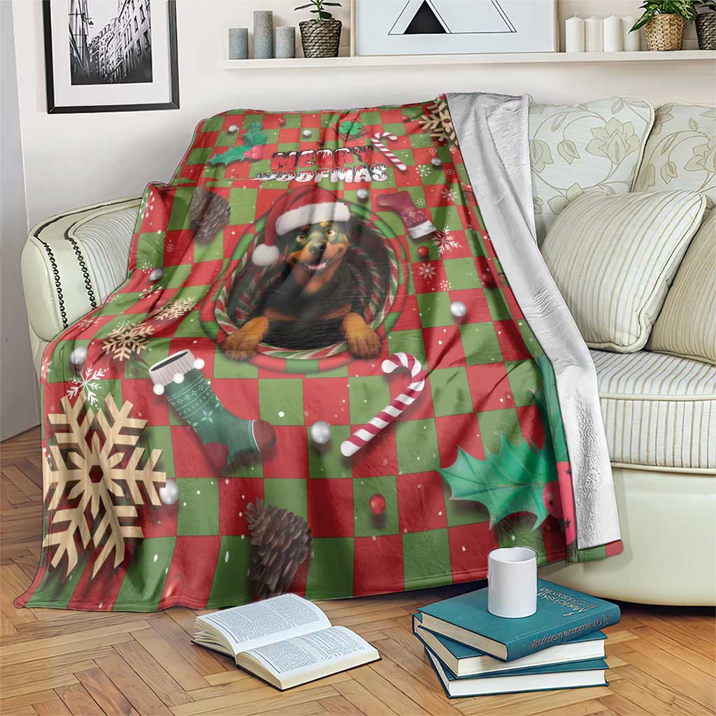 Rottweiler Christmas Blanket Merry Woofmas - Wonder Print Shop