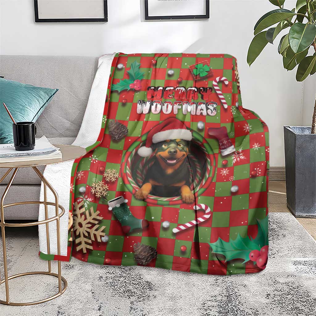 Rottweiler Christmas Blanket Merry Woofmas - Wonder Print Shop