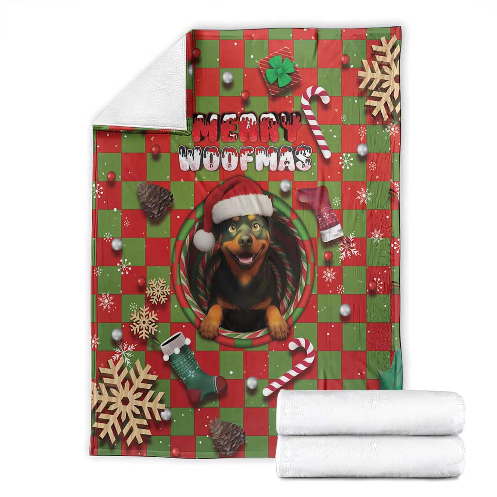 Rottweiler Christmas Blanket Merry Woofmas - Wonder Print Shop