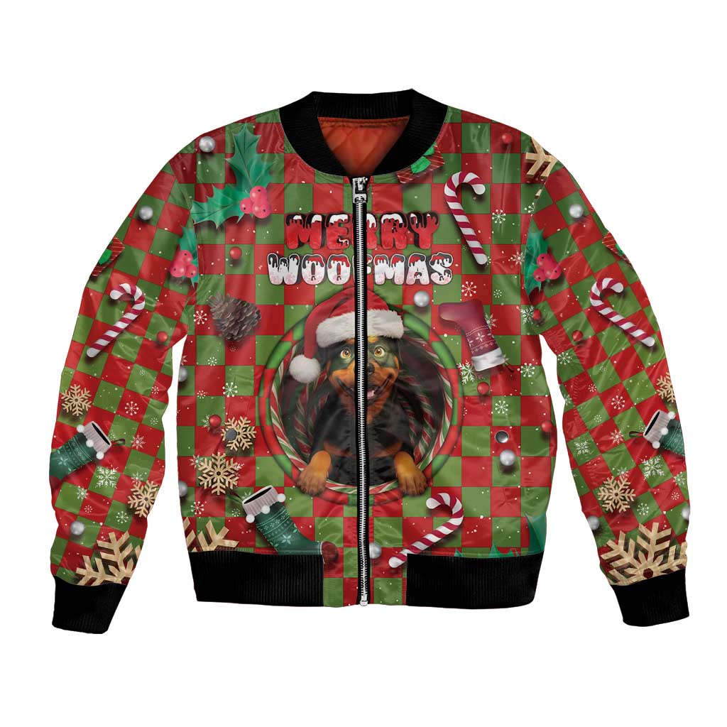 Rottweiler Christmas Bomber Jacket Merry Woofmas - Wonder Print Shop