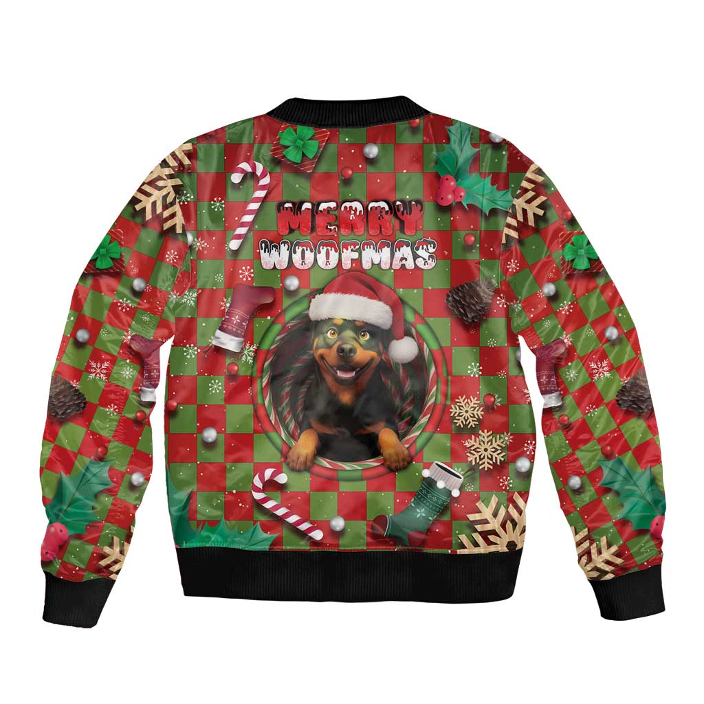 Rottweiler Christmas Bomber Jacket Merry Woofmas - Wonder Print Shop