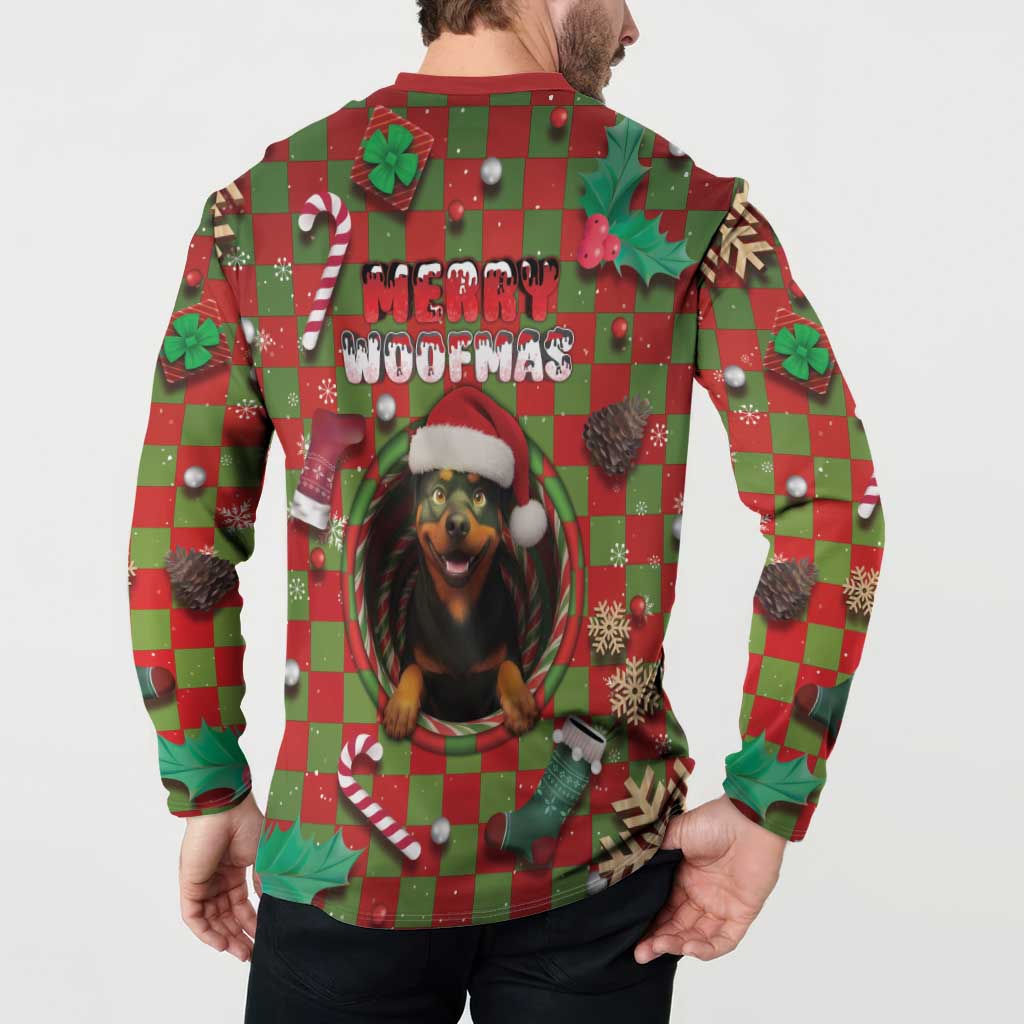 Rottweiler Christmas Button Sweatshirt Merry Woofmas - Wonder Print Shop