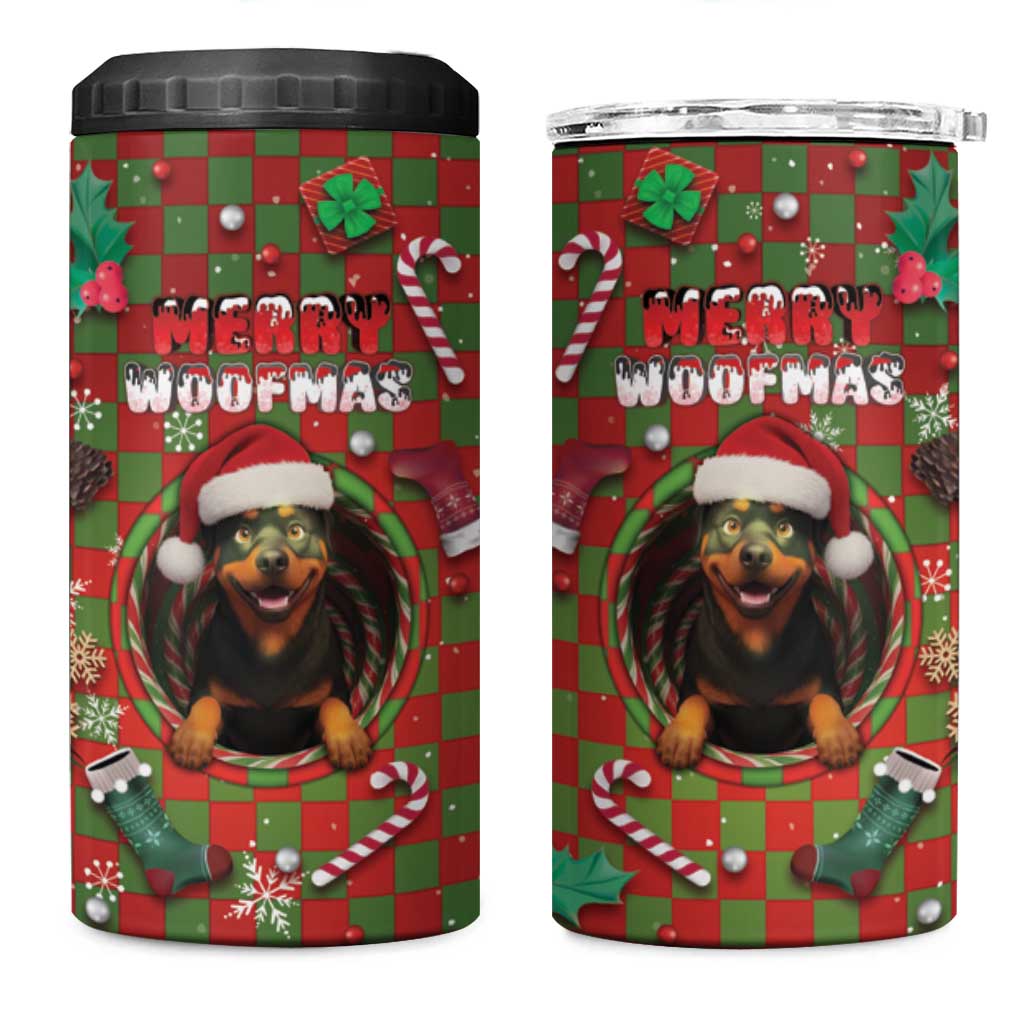 Rottweiler Christmas 4 in 1 Can Cooler Tumbler Merry Woofmas - Wonder Print Shop
