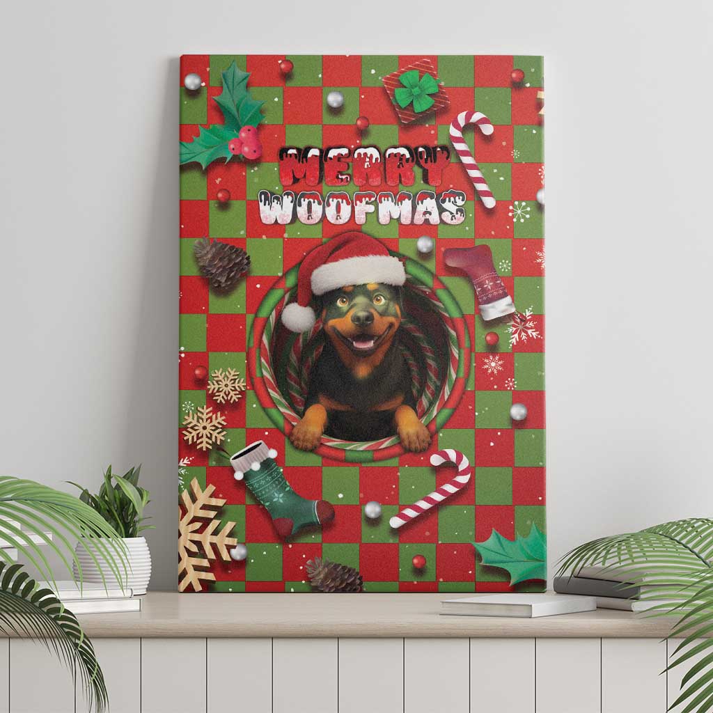 Rottweiler Christmas Canvas Wall Art Merry Woofmas - Wonder Print Shop