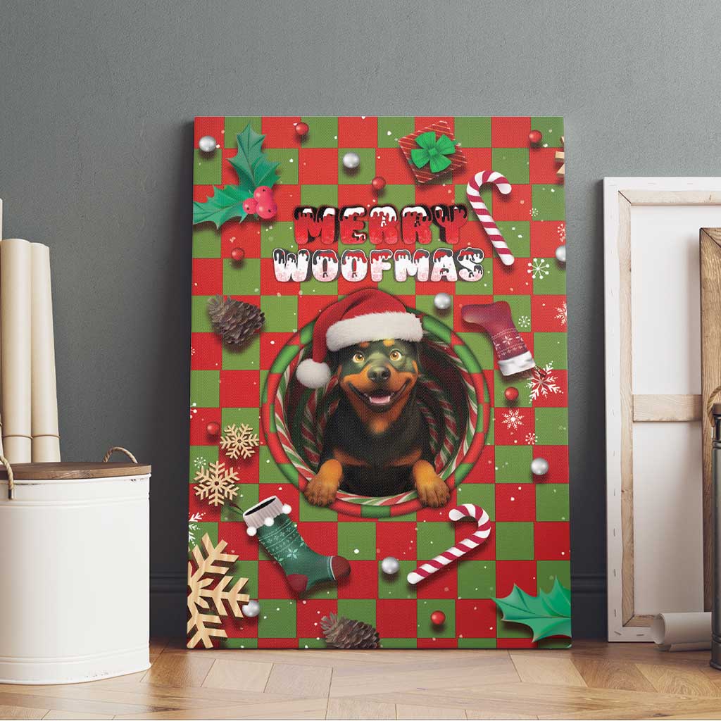 Rottweiler Christmas Canvas Wall Art Merry Woofmas - Wonder Print Shop