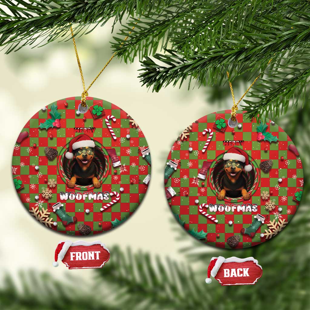 Rottweiler Christmas Ceramic Ornament Merry Woofmas - Wonder Print Shop