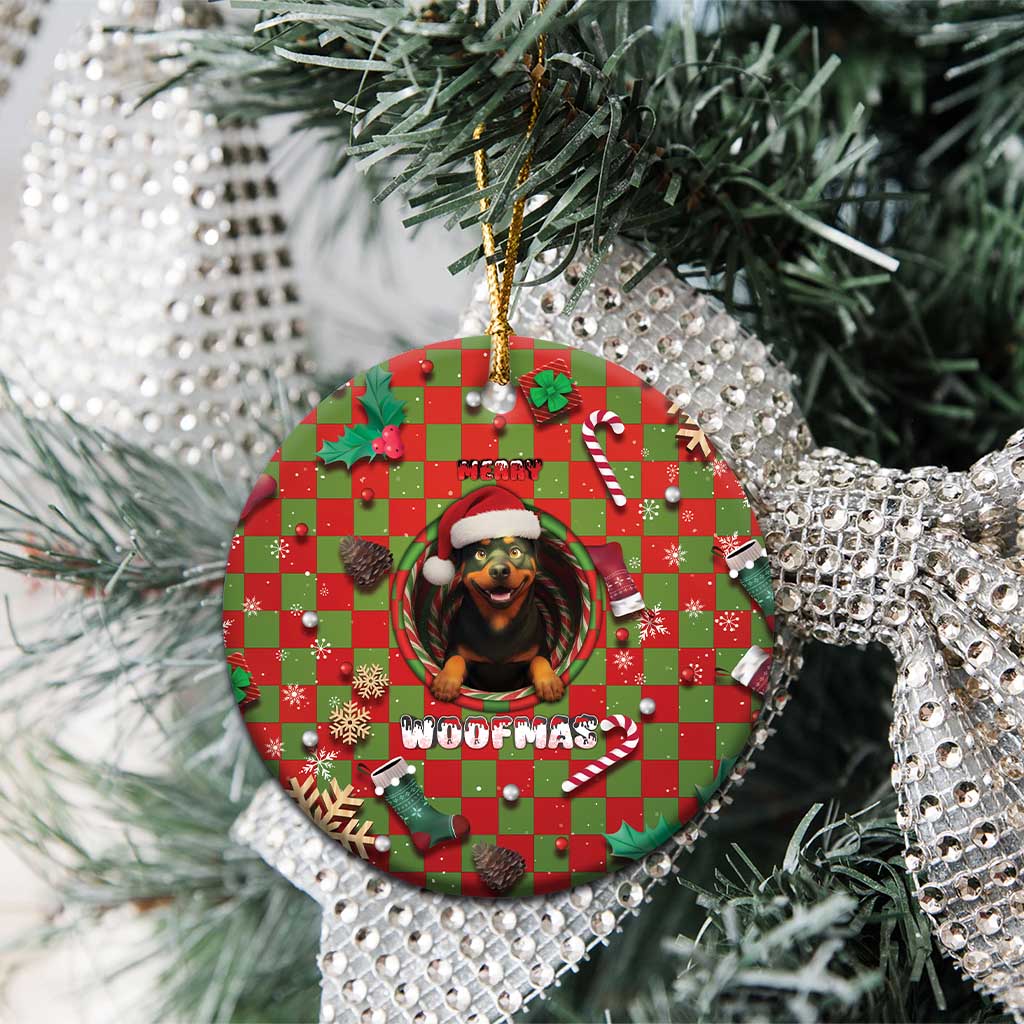 Rottweiler Christmas Ceramic Ornament Merry Woofmas - Wonder Print Shop