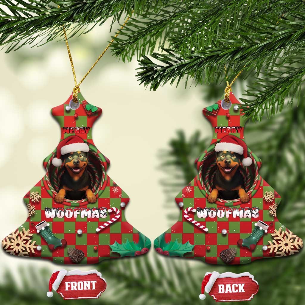 Rottweiler Christmas Ceramic Ornament Merry Woofmas - Wonder Print Shop