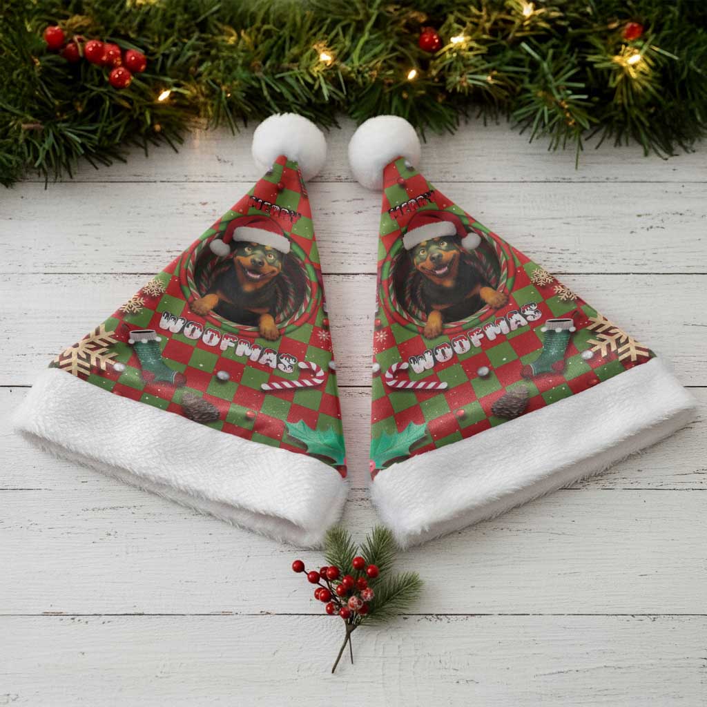 Rottweiler Christmas Santa Hat Merry Woofmas - Wonder Print Shop