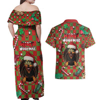 Rottweiler Christmas Couples Matching Off Shoulder Maxi Dress and Hawaiian Shirt Merry Woofmas - Wonder Print Shop
