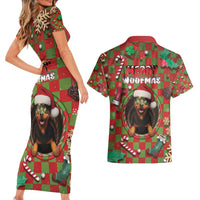 Rottweiler Christmas Couples Matching Short Sleeve Bodycon Dress and Hawaiian Shirt Merry Woofmas - Wonder Print Shop