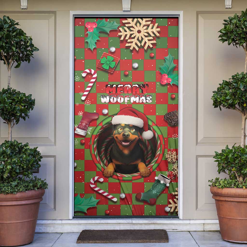Rottweiler Christmas Door Cover Merry Woofmas - Wonder Print Shop