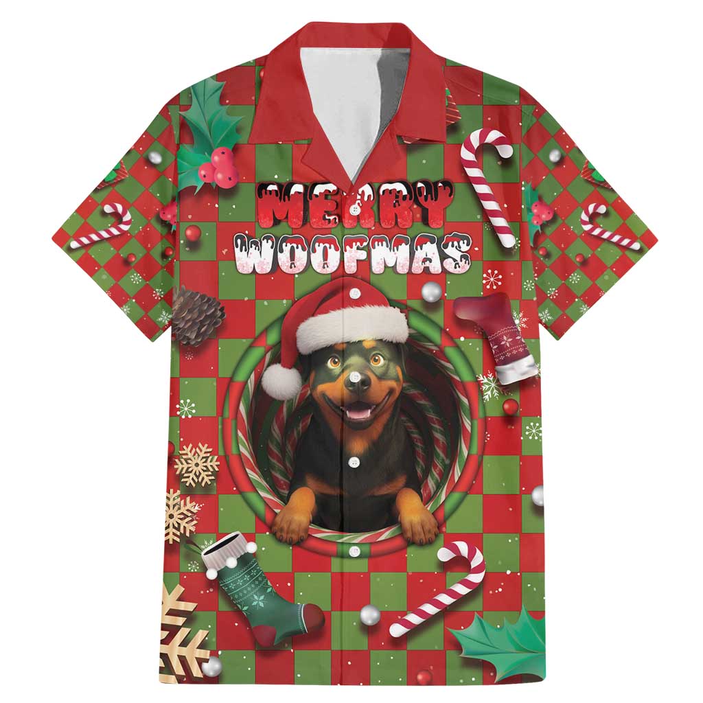 Rottweiler Christmas Family Matching Mermaid Dress and Hawaiian Shirt Merry Woofmas - Wonder Print Shop