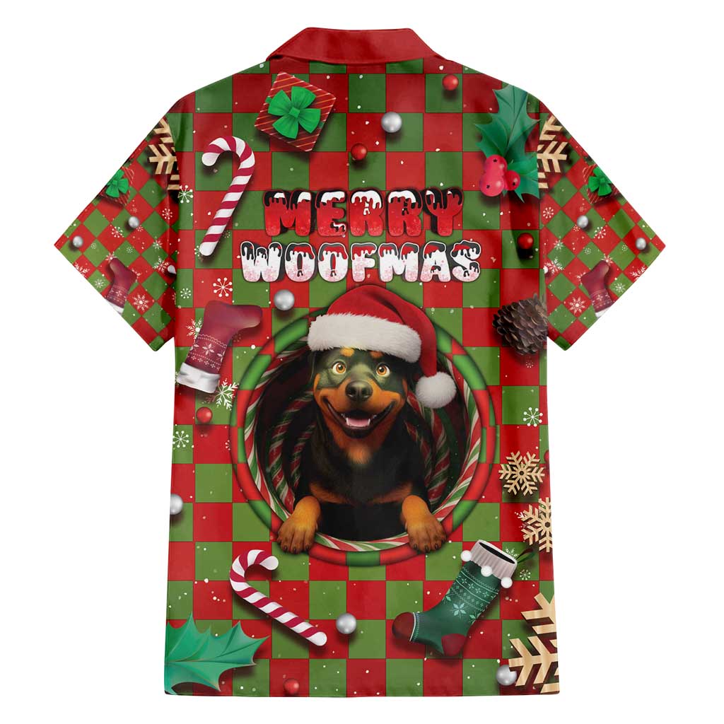 Rottweiler Christmas Family Matching Off Shoulder Maxi Dress and Hawaiian Shirt Merry Woofmas - Wonder Print Shop