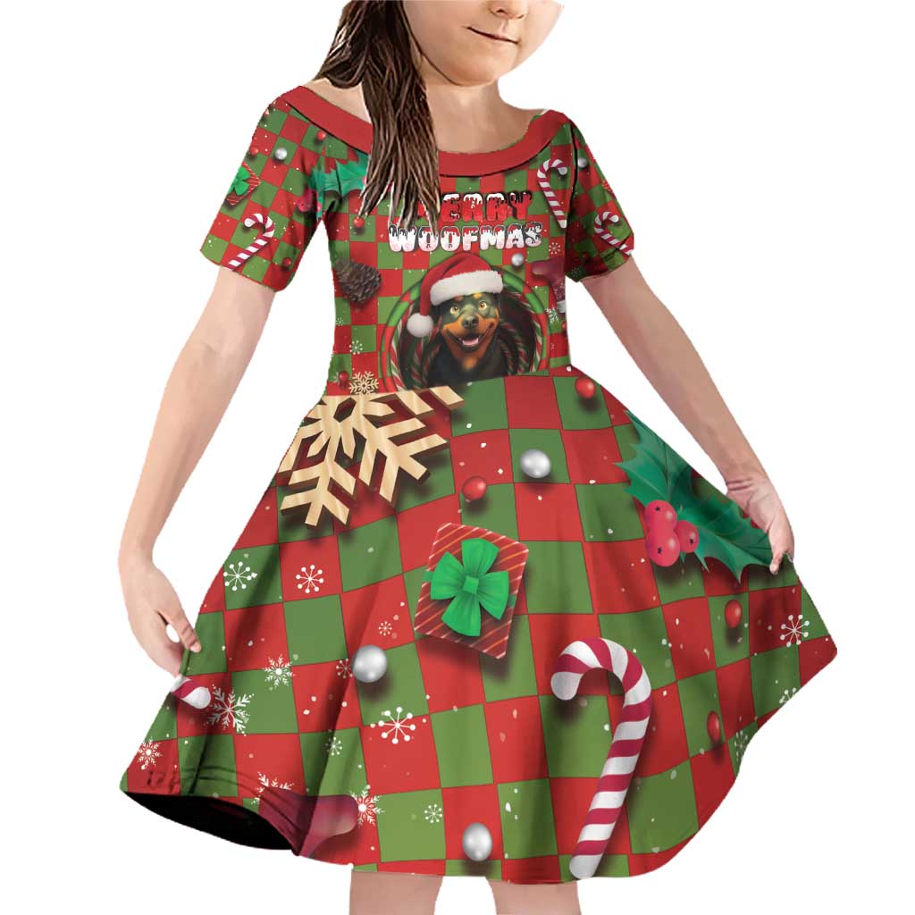 Rottweiler Christmas Family Matching Off Shoulder Short Dress and Hawaiian Shirt Merry Woofmas - Wonder Print Shop