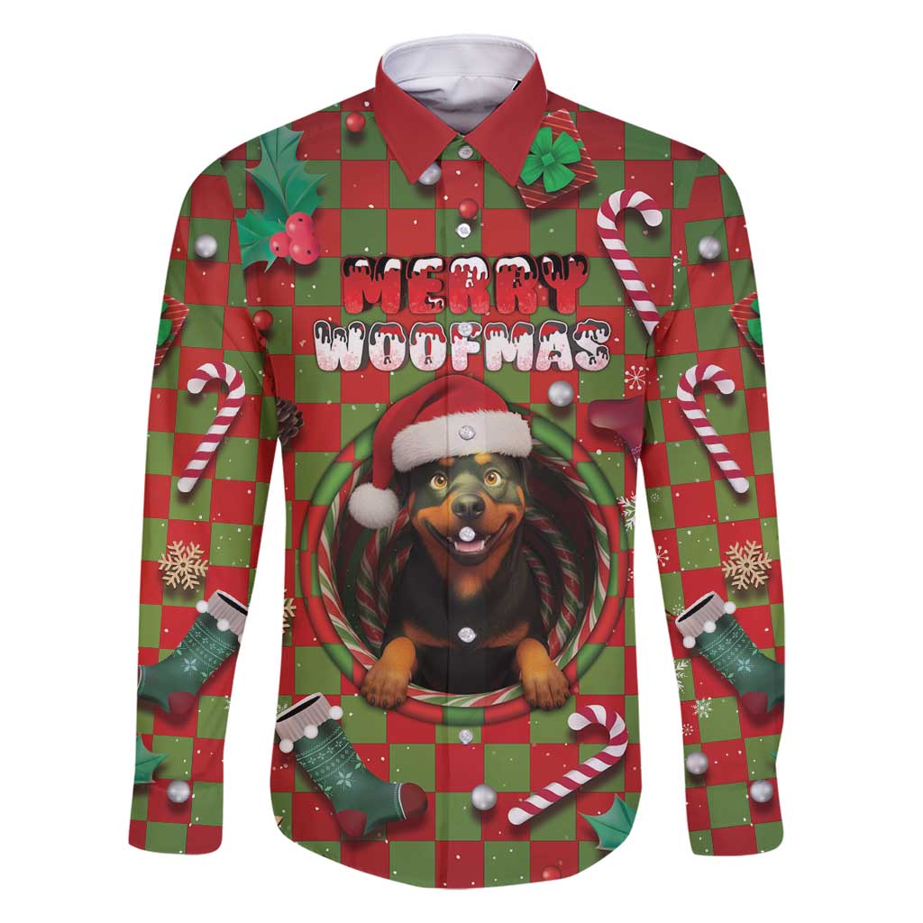 Rottweiler Christmas Family Matching Off Shoulder Short Dress and Hawaiian Shirt Merry Woofmas - Wonder Print Shop