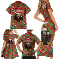 Rottweiler Christmas Family Matching Short Sleeve Bodycon Dress and Hawaiian Shirt Merry Woofmas - Wonder Print Shop