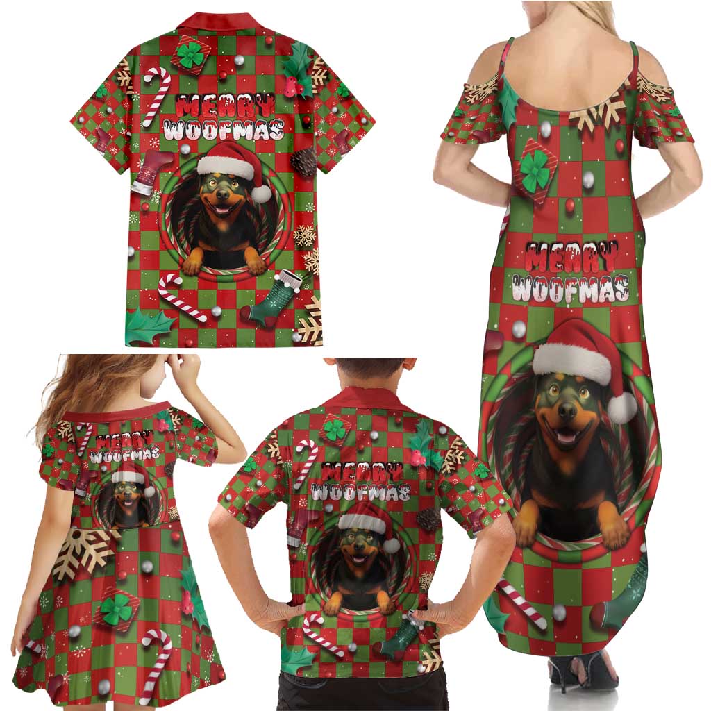 Rottweiler Christmas Family Matching Summer Maxi Dress and Hawaiian Shirt Merry Woofmas - Wonder Print Shop