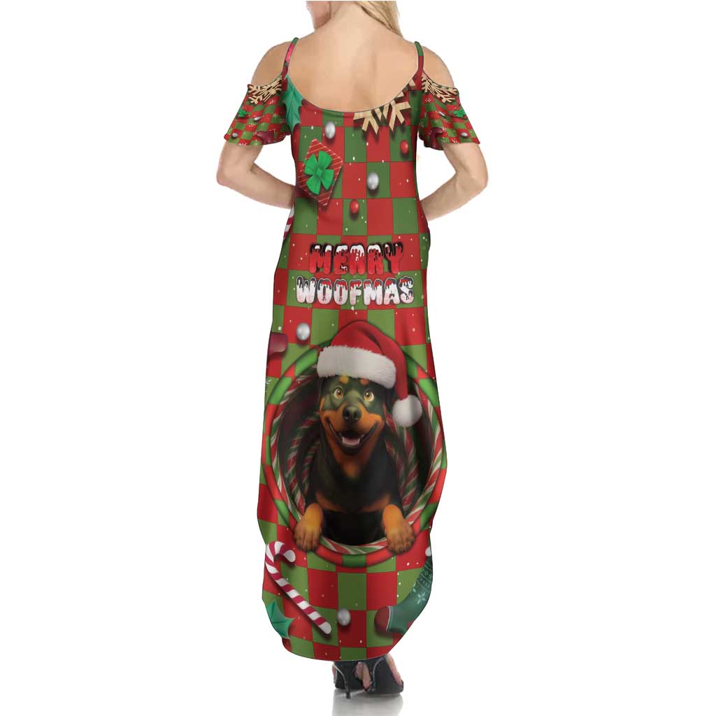 Rottweiler Christmas Family Matching Summer Maxi Dress and Hawaiian Shirt Merry Woofmas - Wonder Print Shop