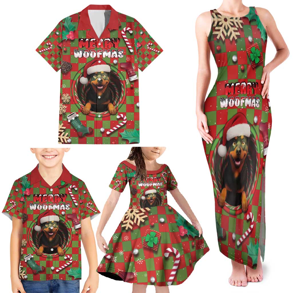 Rottweiler Christmas Family Matching Tank Maxi Dress and Hawaiian Shirt Merry Woofmas - Wonder Print Shop