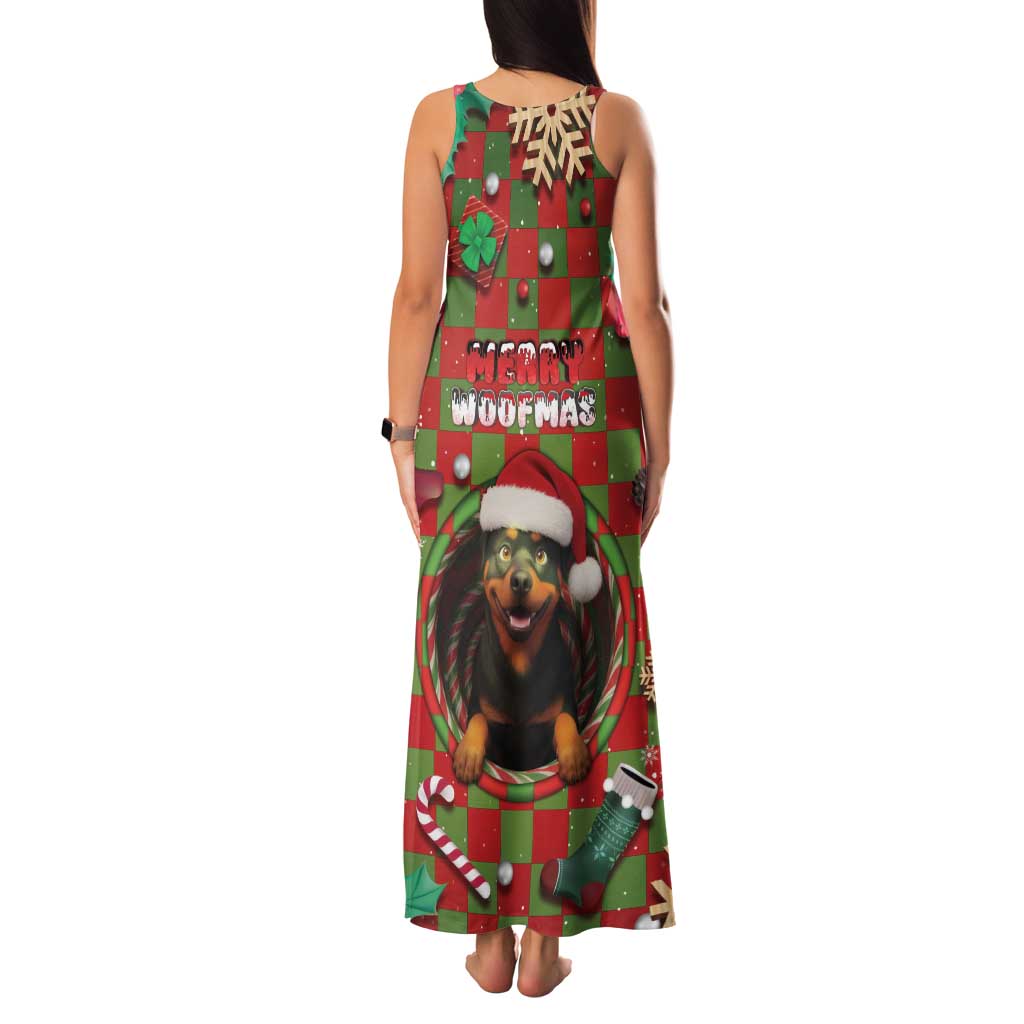 Rottweiler Christmas Family Matching Tank Maxi Dress and Hawaiian Shirt Merry Woofmas - Wonder Print Shop