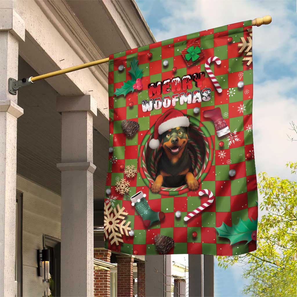 Rottweiler Christmas Garden Flag Merry Woofmas - Wonder Print Shop