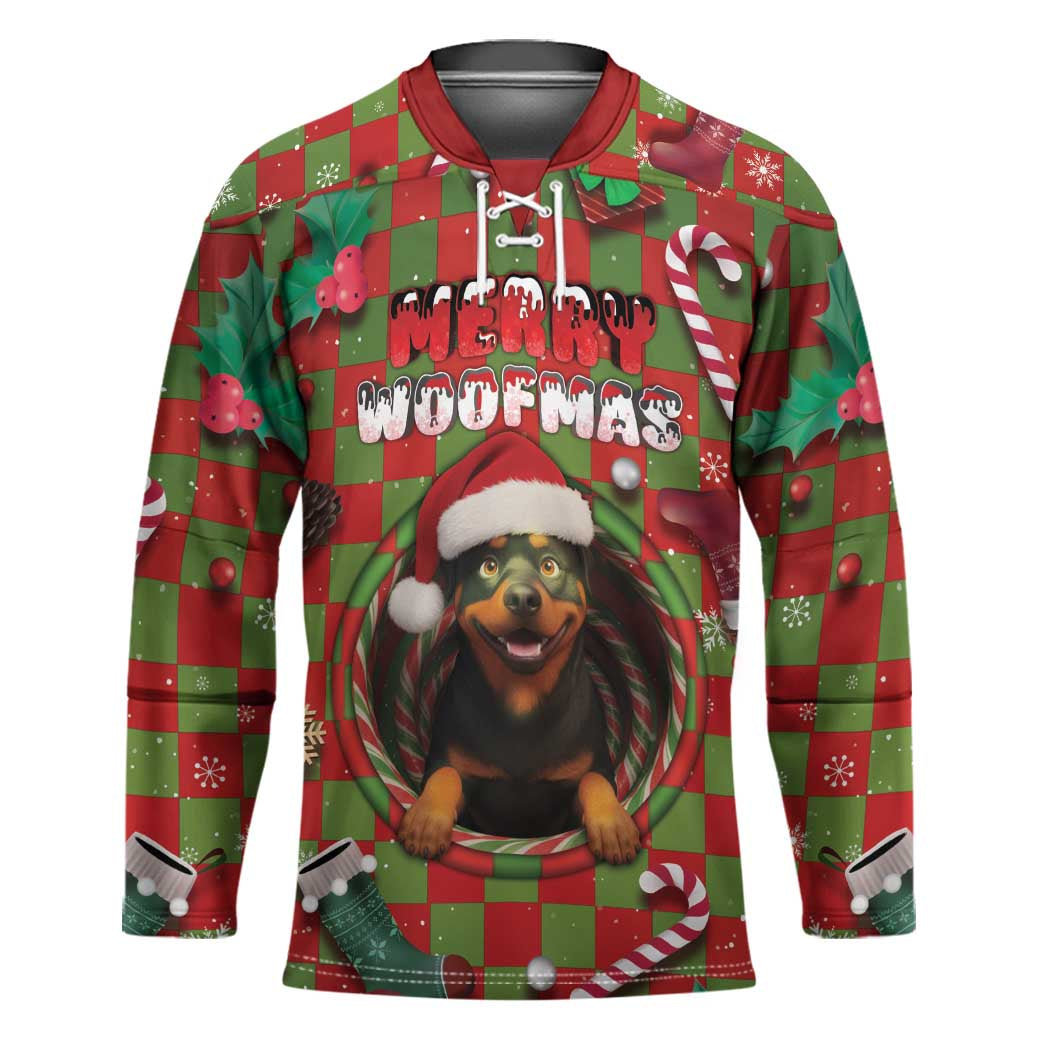 Rottweiler Christmas Hockey Jersey Merry Woofmas - Wonder Print Shop