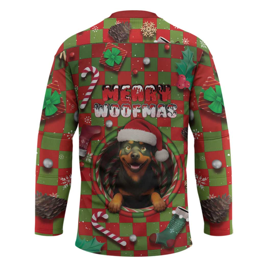 Rottweiler Christmas Hockey Jersey Merry Woofmas - Wonder Print Shop