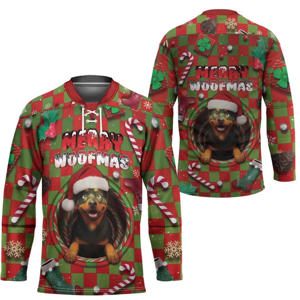 Rottweiler Christmas Hockey Jersey Merry Woofmas - Wonder Print Shop