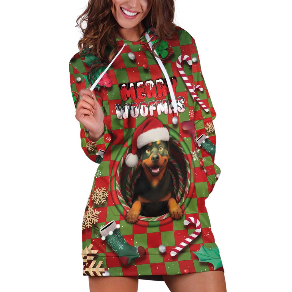 Rottweiler Christmas Hoodie Dress Merry Woofmas - Wonder Print Shop