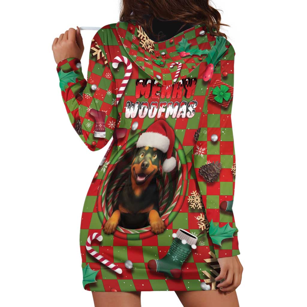 Rottweiler Christmas Hoodie Dress Merry Woofmas - Wonder Print Shop