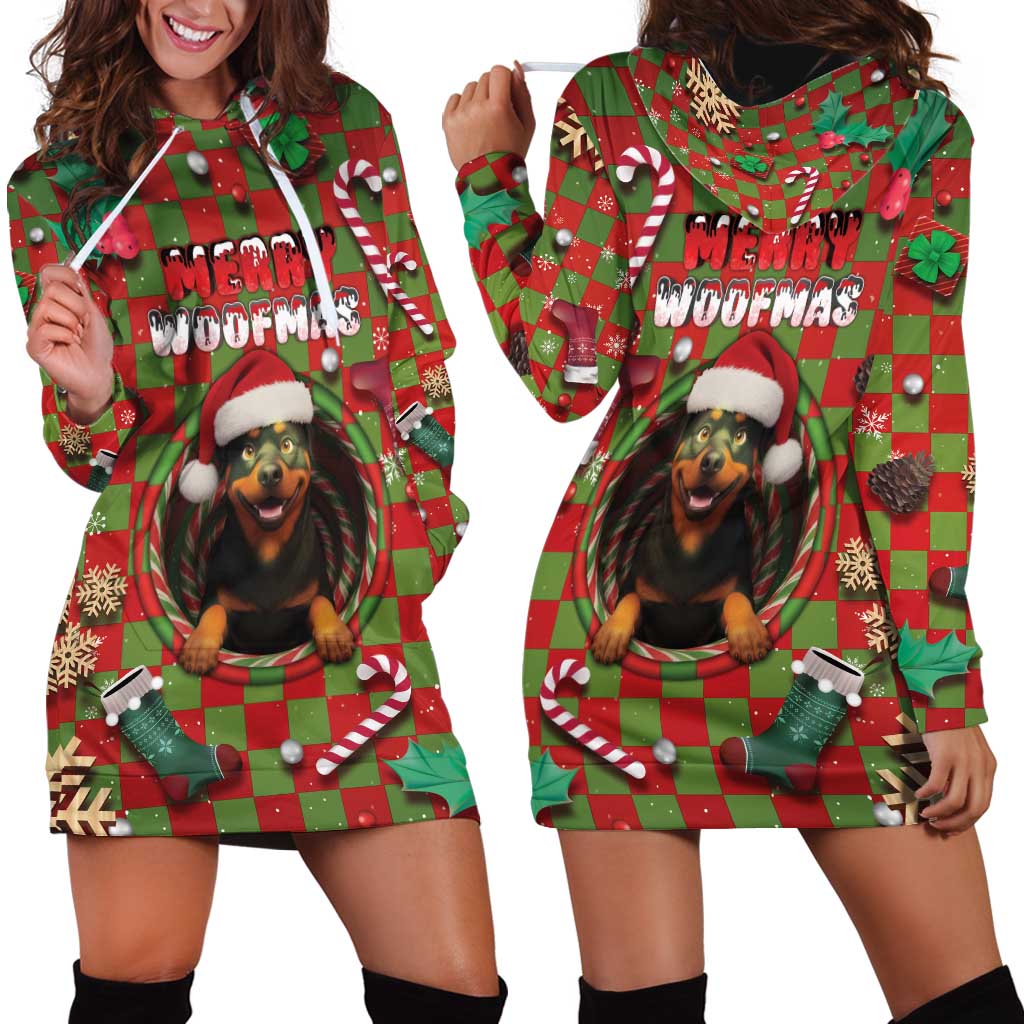 Rottweiler Christmas Hoodie Dress Merry Woofmas - Wonder Print Shop