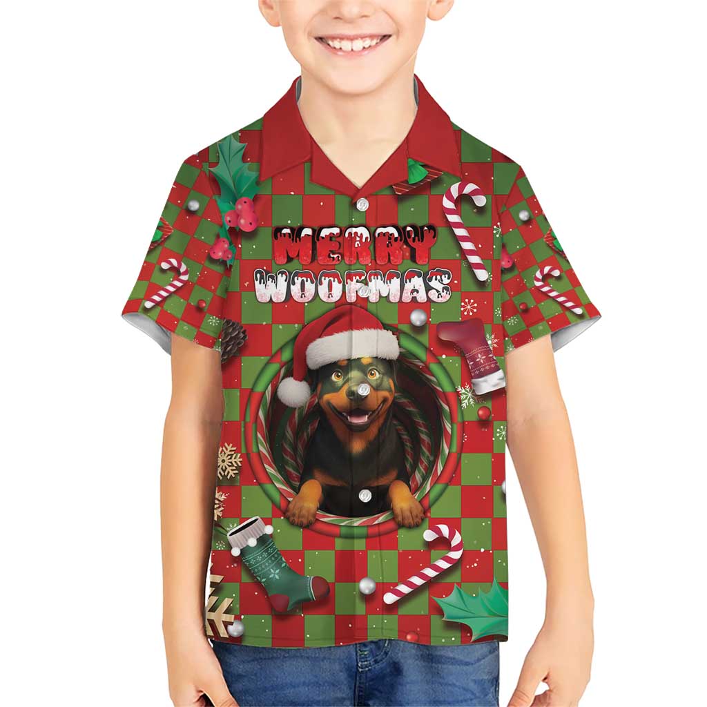 Rottweiler Christmas Kid Hawaiian Shirt Merry Woofmas - Wonder Print Shop