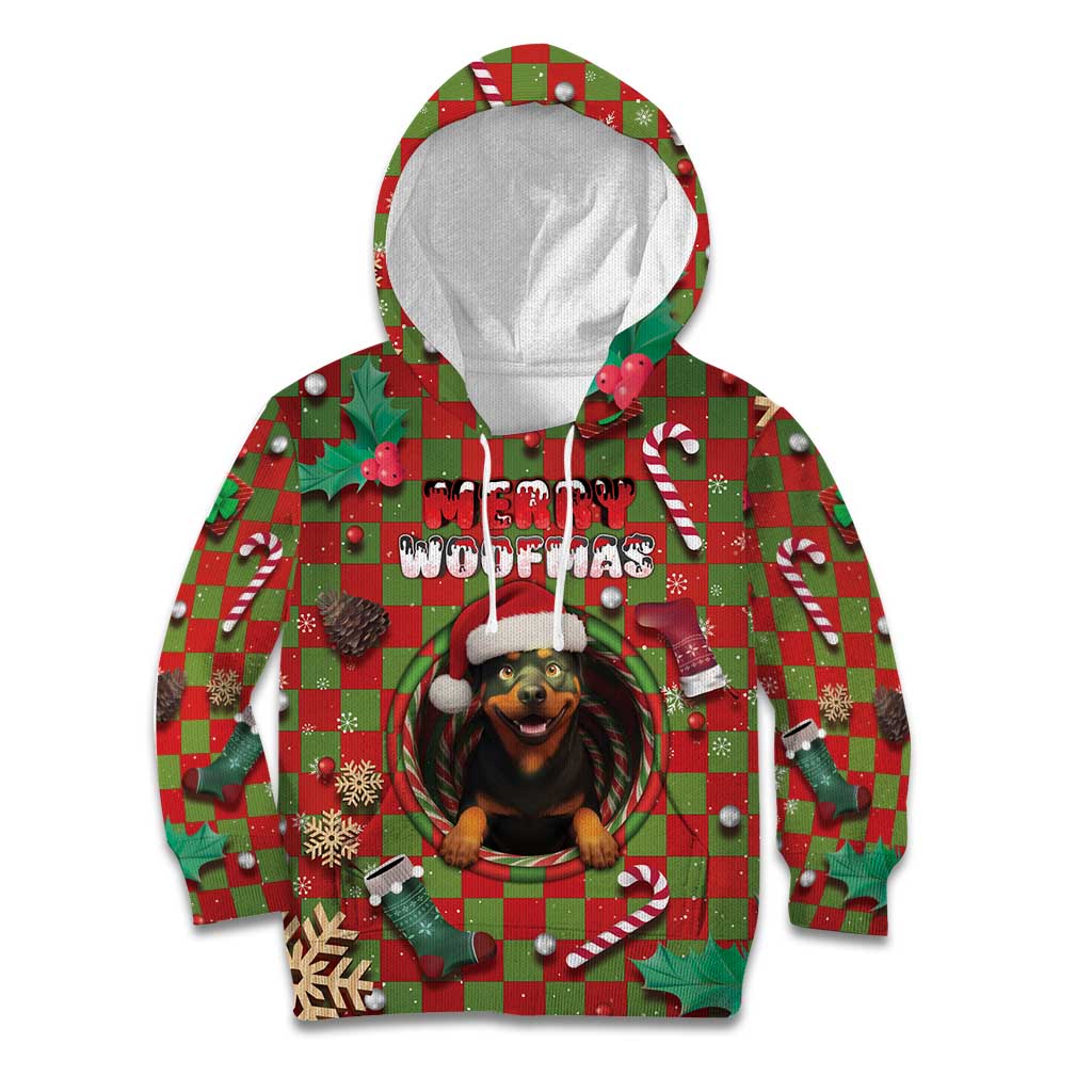 Rottweiler Christmas Kid Hoodie Merry Woofmas - Wonder Print Shop