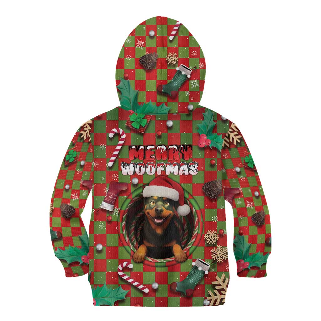 Rottweiler Christmas Kid Hoodie Merry Woofmas - Wonder Print Shop
