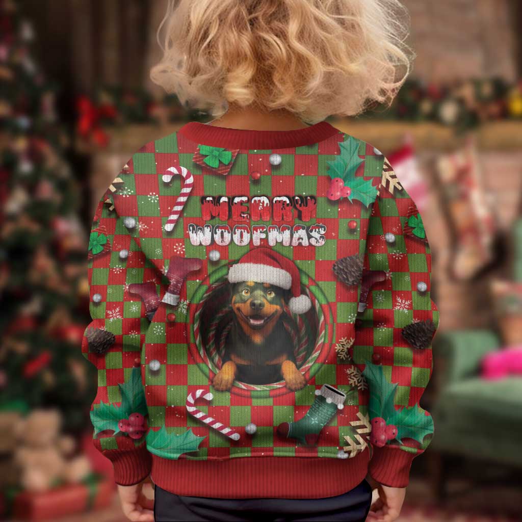 Rottweiler Christmas Kid Ugly Christmas Sweater Merry Woofmas - Wonder Print Shop