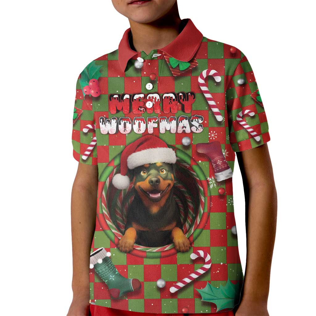 Rottweiler Christmas Kid Polo Shirt Merry Woofmas - Wonder Print Shop