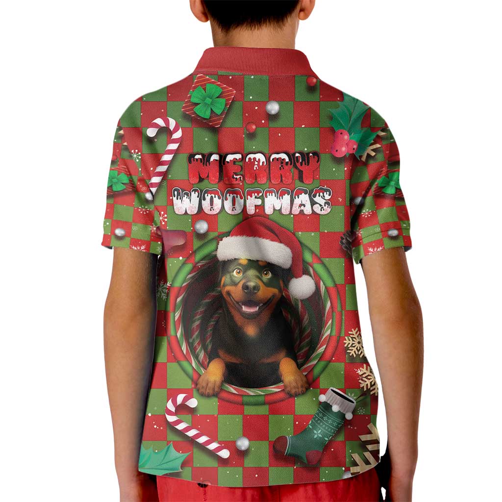 Rottweiler Christmas Kid Polo Shirt Merry Woofmas - Wonder Print Shop