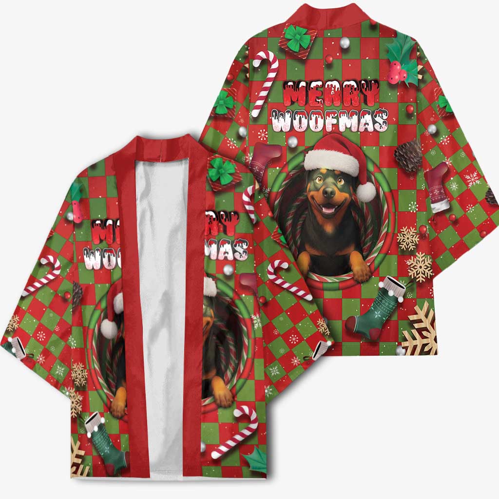 Rottweiler Christmas Kimono Merry Woofmas - Wonder Print Shop