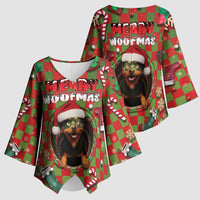 Rottweiler Christmas Kimono Sleeve Blouse Merry Woofmas - Wonder Print Shop