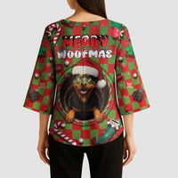 Rottweiler Christmas Kimono Sleeve Blouse Merry Woofmas - Wonder Print Shop