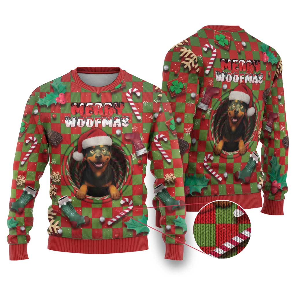 Rottweiler Christmas Ugly Christmas Sweater Merry Woofmas - Wonder Print Shop