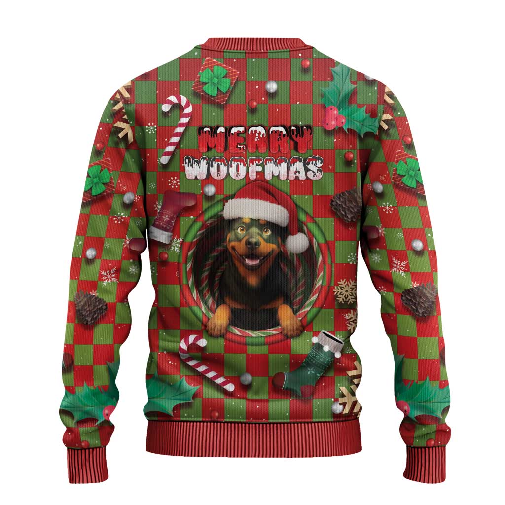 Rottweiler Christmas Ugly Christmas Sweater Merry Woofmas - Wonder Print Shop