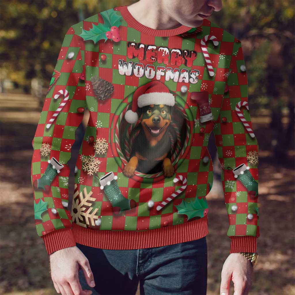 Rottweiler Christmas Ugly Christmas Sweater Merry Woofmas - Wonder Print Shop