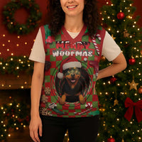 Rottweiler Christmas Knitted V-Neck Vest Merry Woofmas - Wonder Print Shop