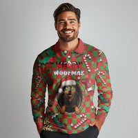 Rottweiler Christmas Long Sleeve Polo Shirt Merry Woofmas - Wonder Print Shop