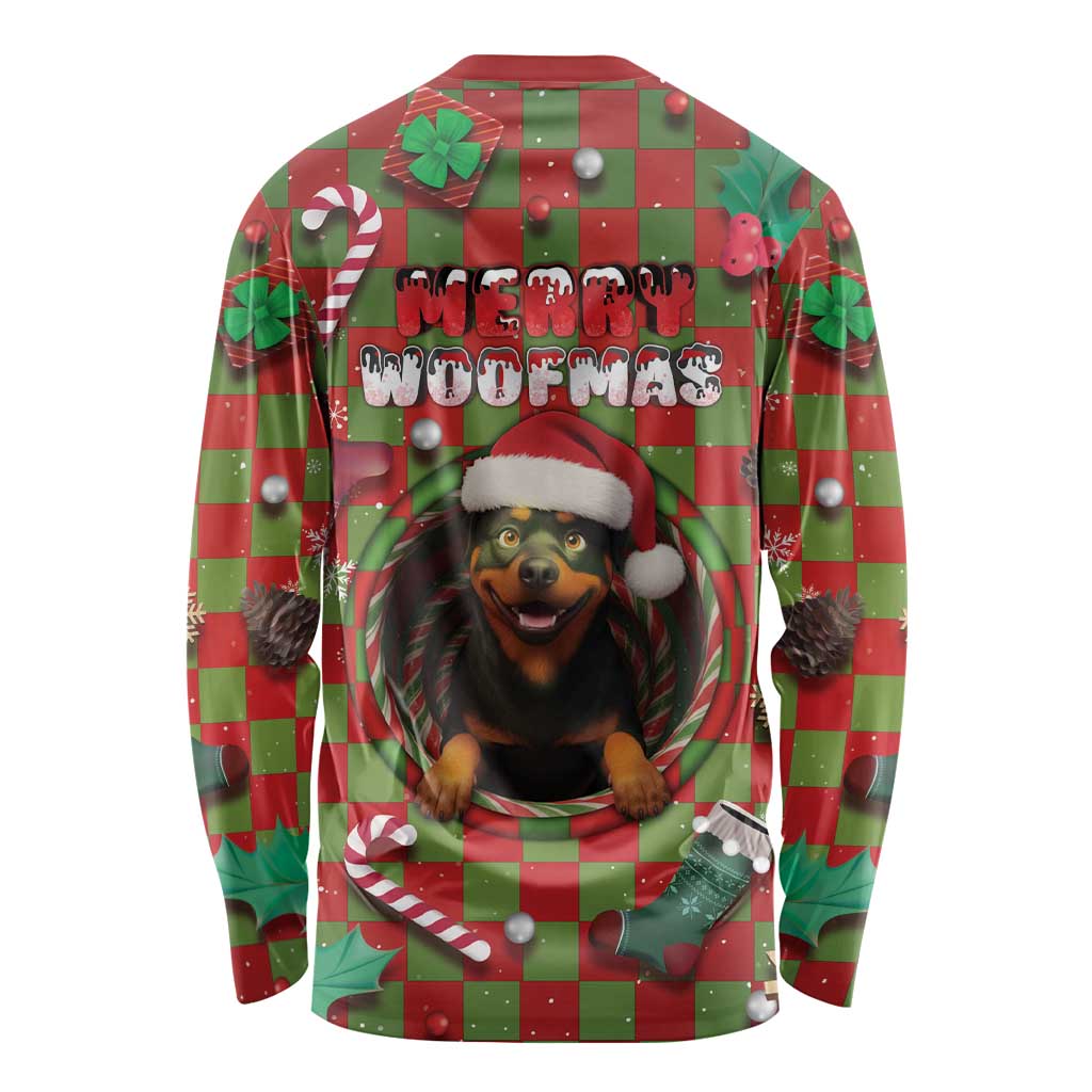 Rottweiler Christmas Long Sleeve Shirt Merry Woofmas - Wonder Print Shop