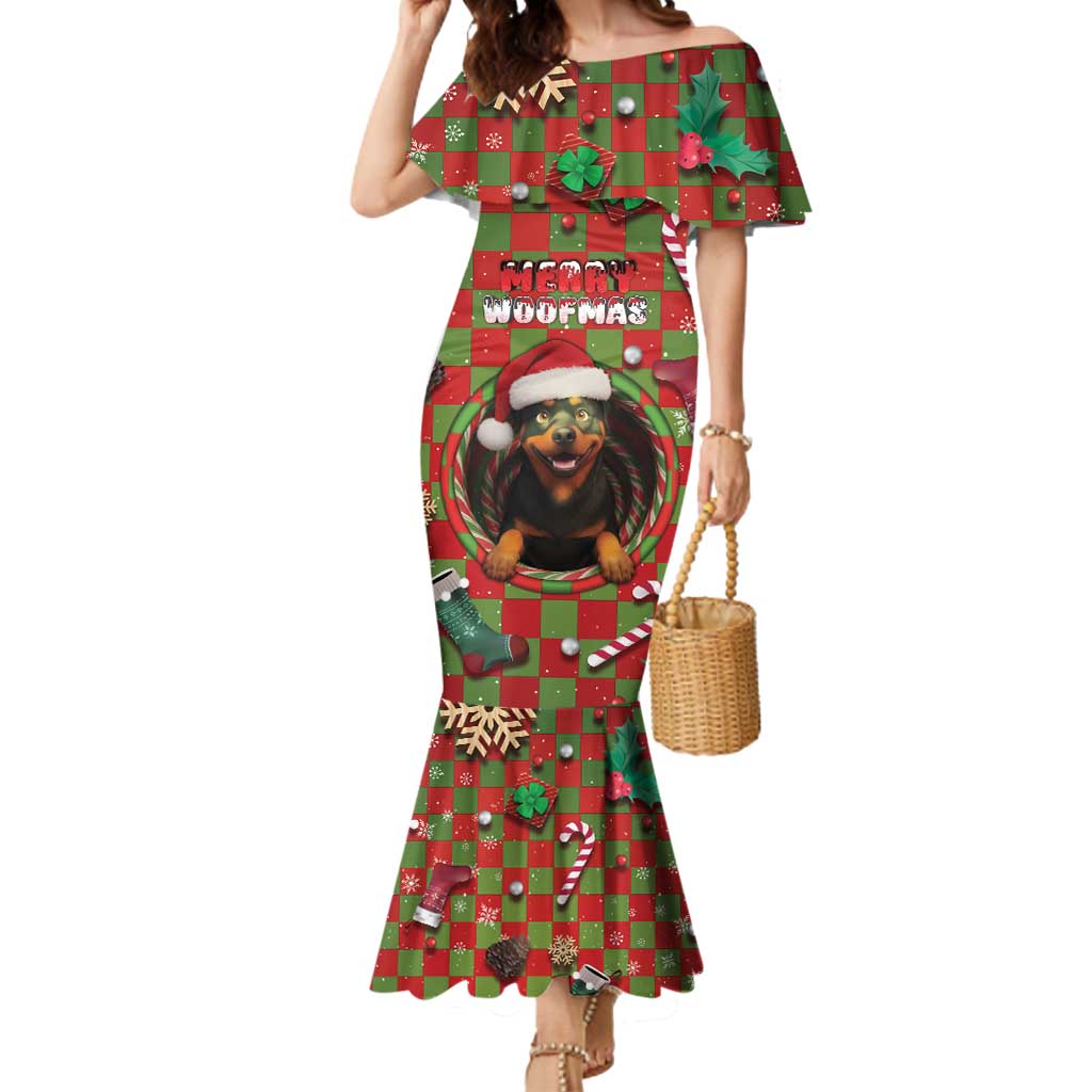 Rottweiler Christmas Mermaid Dress Merry Woofmas - Wonder Print Shop