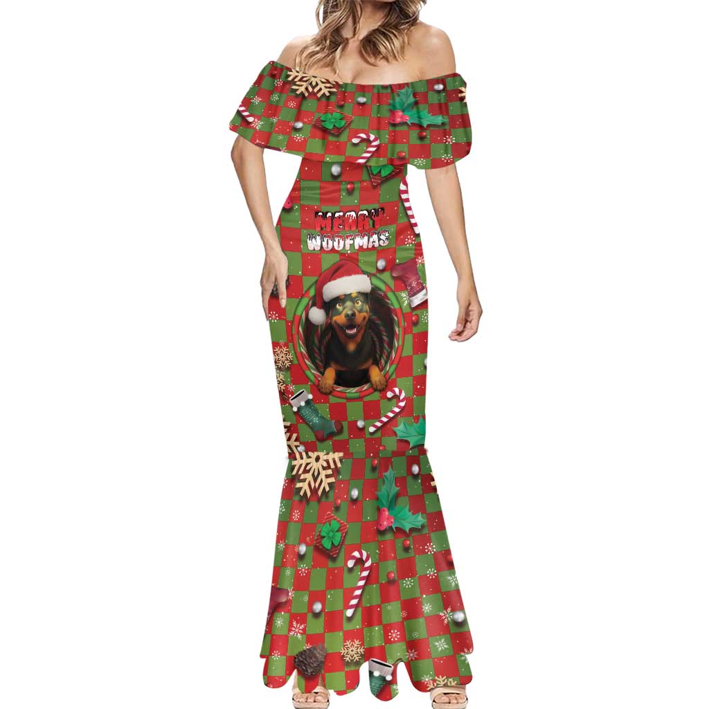 Rottweiler Christmas Mermaid Dress Merry Woofmas - Wonder Print Shop