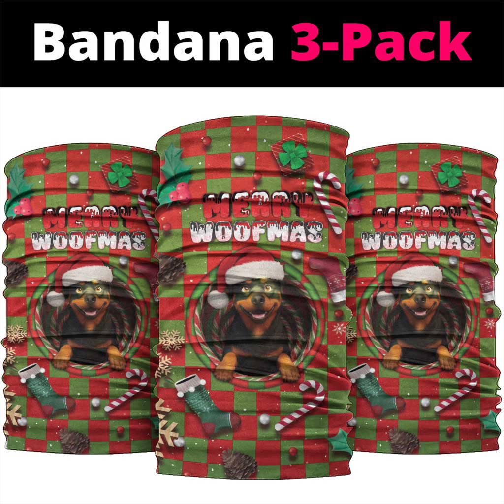 Rottweiler Christmas Neck Gaiter Merry Woofmas - Wonder Print Shop